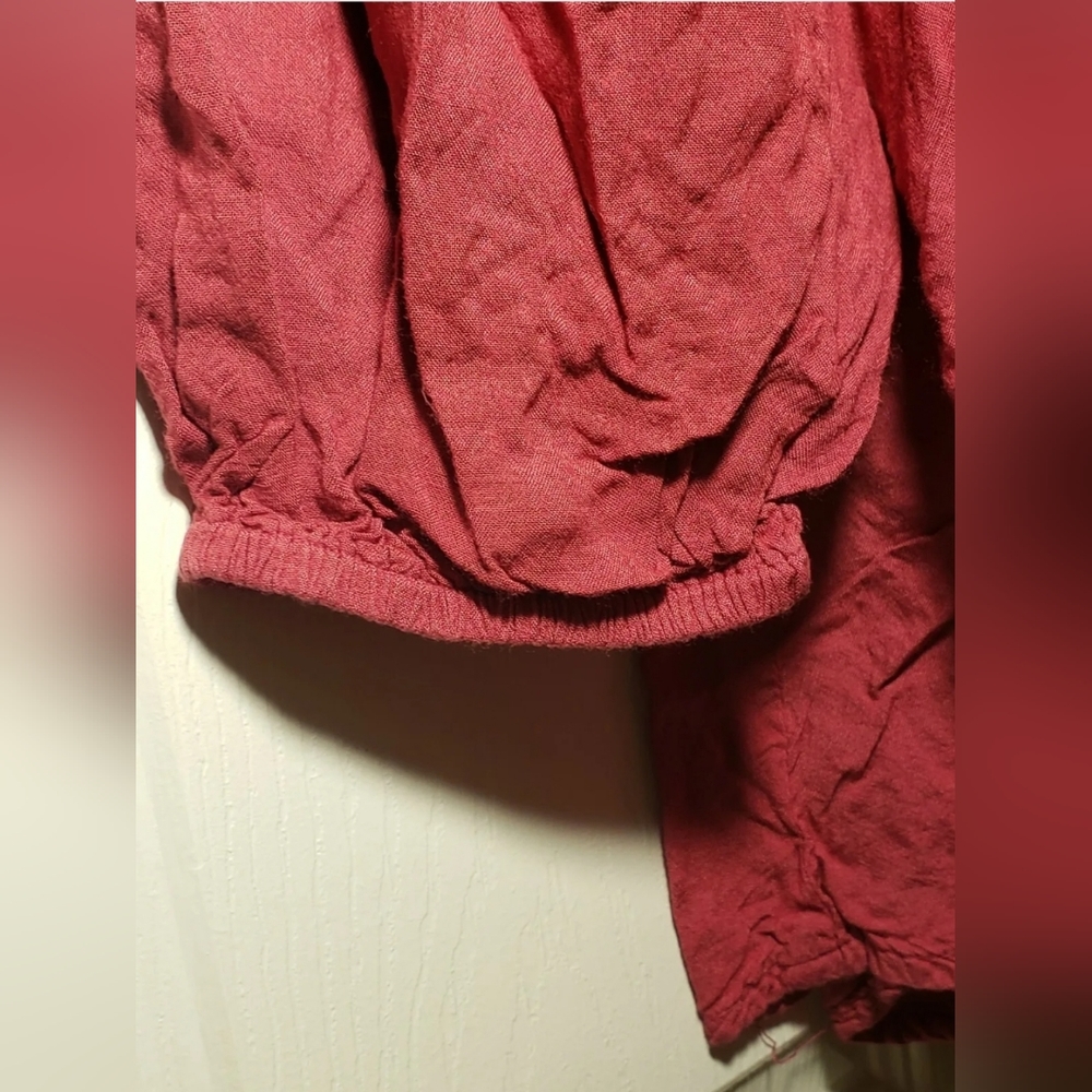 ❤️ Rebellion Again Boho Embroidered Peasant Blouse Top Size SMALL RED ❤️ - Picture 5 of 12